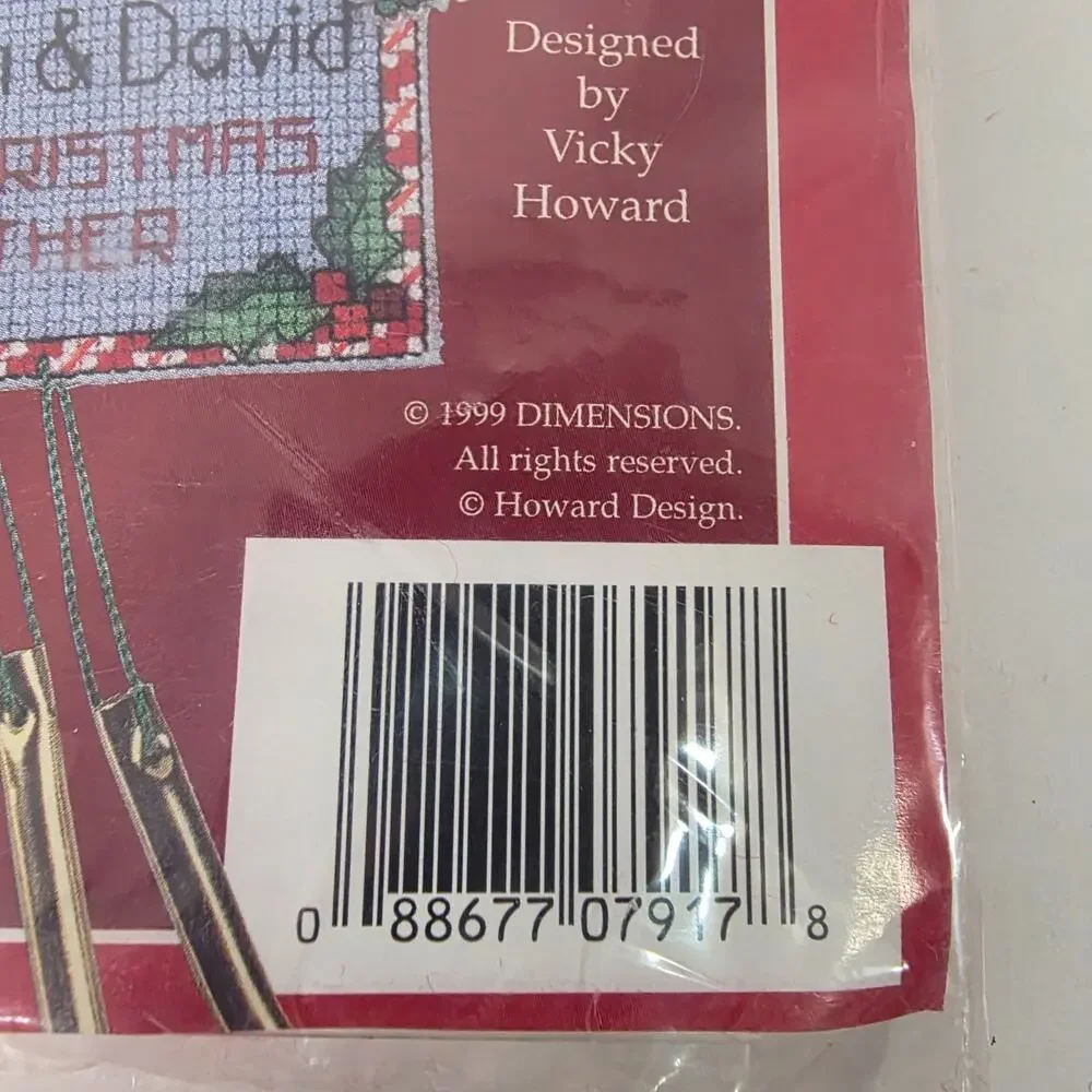 Vintage 1999 Dimensions Our First Christmas Cross Stitch Wind Chime Kit 10